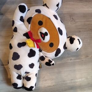 Cow Print Stuffed Bear with Red Bow